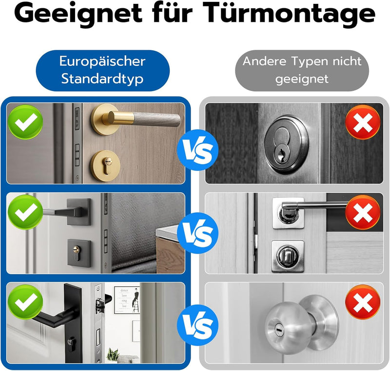 Türschloss Fingerabdruck, Eseesmart Elektronisch Tür-Schliesszylinder 35/35 mit Tastatur Codes und S