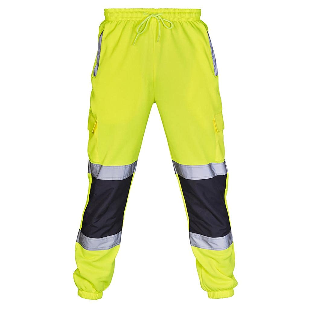 Arbeitshose mit vielen Taschen Lange Cargo Hose Warnschutz Warnschutzhose Gelb Warnhose Reflektieren