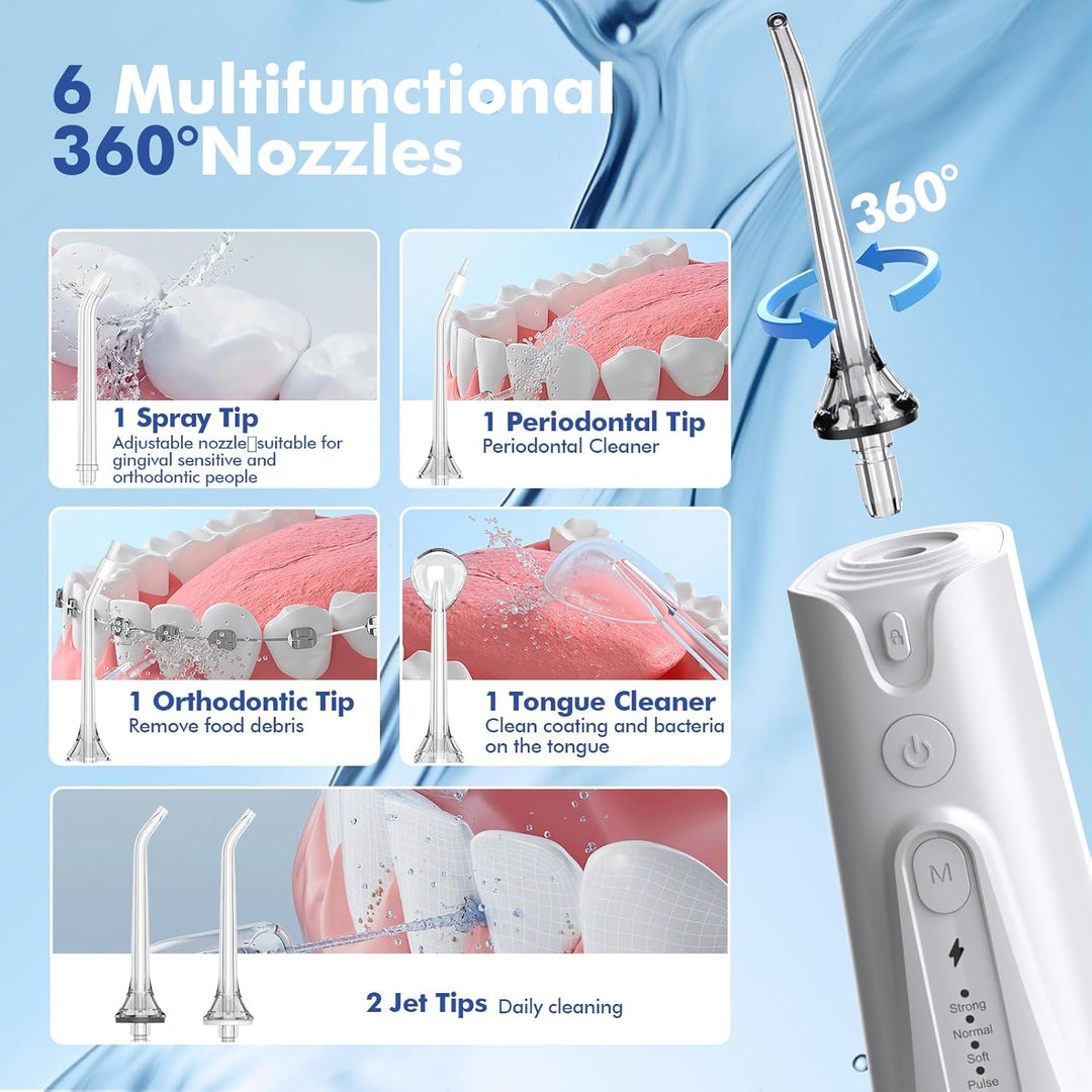 Munddusche Kabellos Zahnreinigung Water Flosser: Oral Irrigator mit 5 Modi, 300ML Wassertank IPX7 Wa
