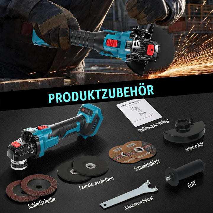 Akku Winkelschleifer für Makita 18V Akku (Ohne Akku), 600W Bürstenloser Profi-Schleifer, 125mm Schei