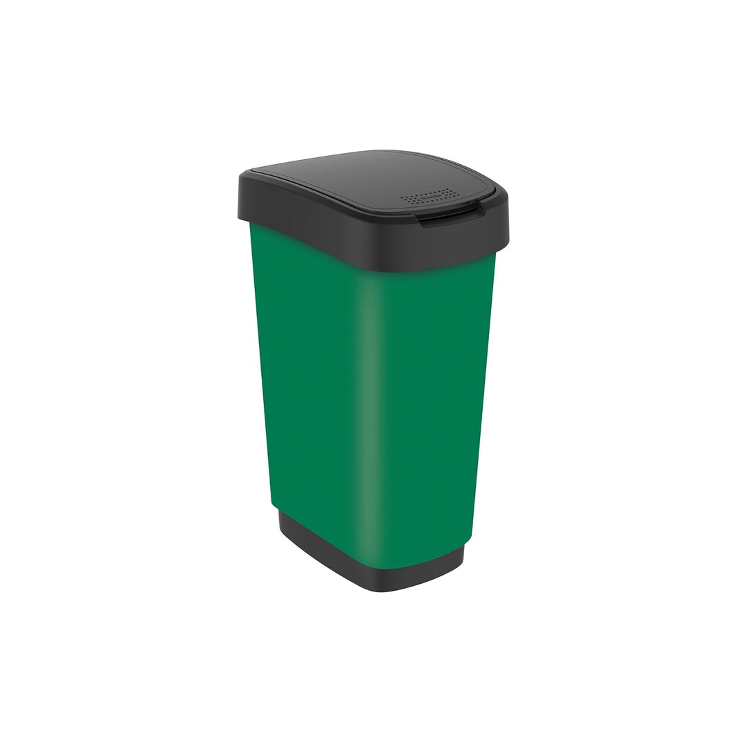 Rotho Twist Mülleimer 25l mit Deckel, Kunststoff (PP) BPA-frei, grün, 25l (33.3 x 25.2 x 47.6 cm) Gr