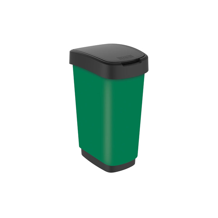 Rotho Twist Mülleimer 25l mit Deckel, Kunststoff (PP) BPA-frei, grün, 25l (33.3 x 25.2 x 47.6 cm) Gr