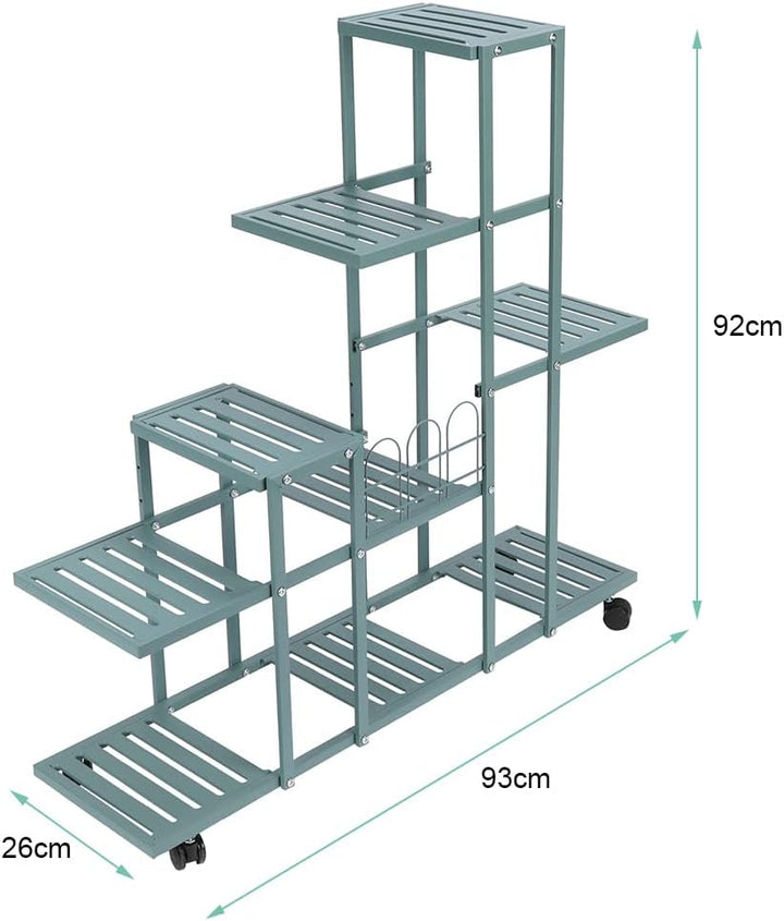Wakects Pflanzenregal, Blumenregal für den Innenbereich aus Metall mit Rollen, dekoratives Regal für