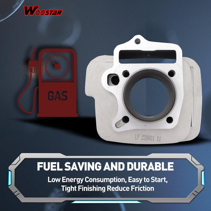 WOOSTAR 52,4mm Aluminium Grosse Bohrung Zylinder mit Kolbenringsatz Ersatz für Lifan 110ccm 125ccm 4