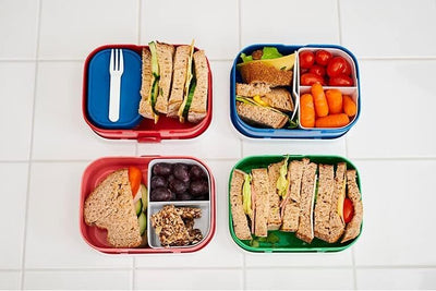 Mepal Brotdose Kinder - Bento Box Kinder - Brotdose Kinder mit Fächern & Gabel - Meal Prep Box mit C
