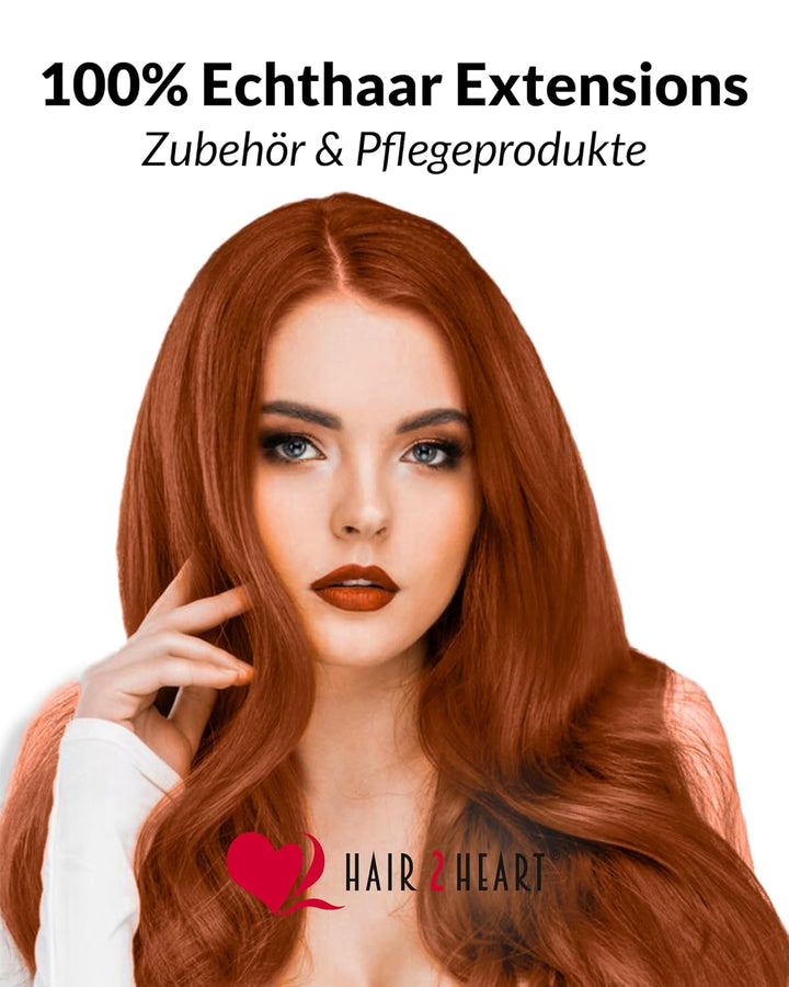 hair2heart Extensions Echthaar Bondings Glatt - 100 Strähnen 0.5g 30cm Kupferrot 