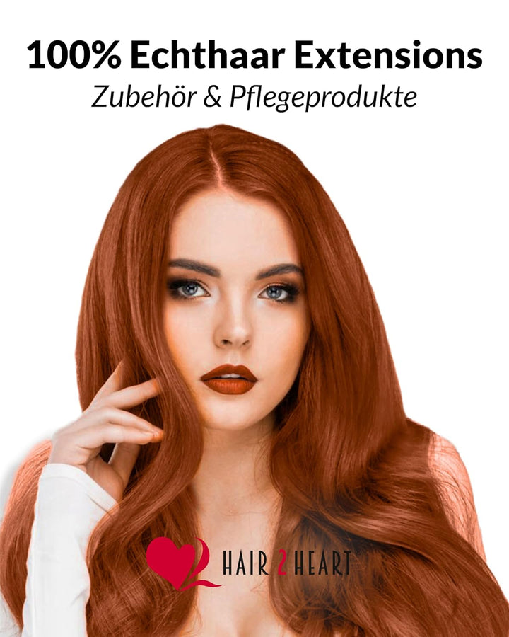 hair2heart Extensions Echthaar Bondings Glatt - 100 Strähnen 0.5g 40cm Kupferrot #130 Kupferrot 40cm