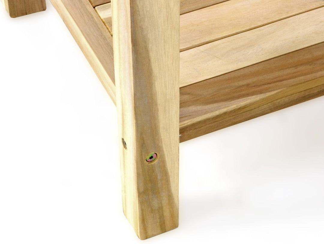 Divero Beistelltisch Blumen Hocker Balkontisch Teak Holz Tisch für Bad Terrasse Balkon Garten – wett