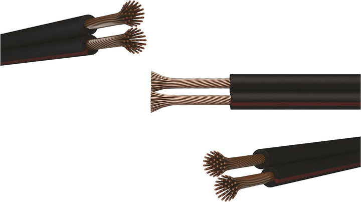 EMOS S8290 Kupferkabel 2 x 1,5 mm2, 100 Meter Zweidrahtleitung aus reinem Kupfer für Niederspannung,