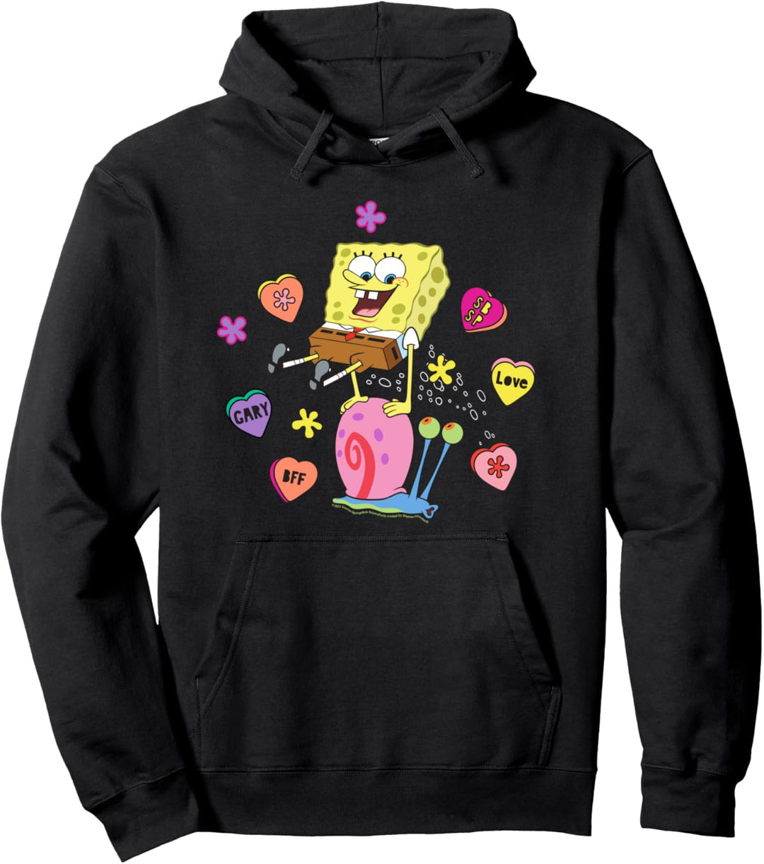 SpongeBob SquarePants And Gary BFF Valentine's Candy Hearts Pullover Hoodie