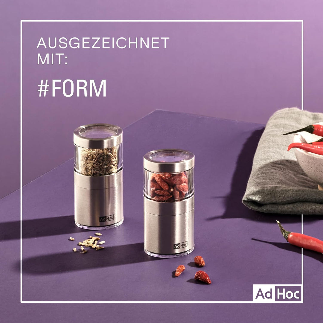 AdHoc MP206 Mini Chili- und Gewürzschneider VOYAGE, mit original SchneidWerk® (ohne Gewürz), Edelsta
