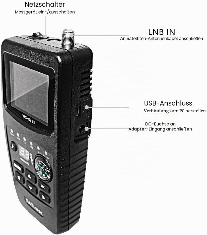 SATLINK Satellite Finder Meter DVB-S2/S HD Digital Sat Finder Mit 2.1 inch LCD Display Kompass Satme