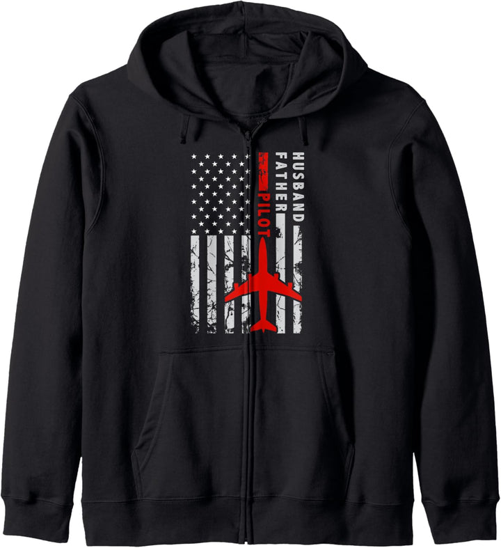 Pilot Vater Ehemann amerikanische Flagge Kapuzenjacke