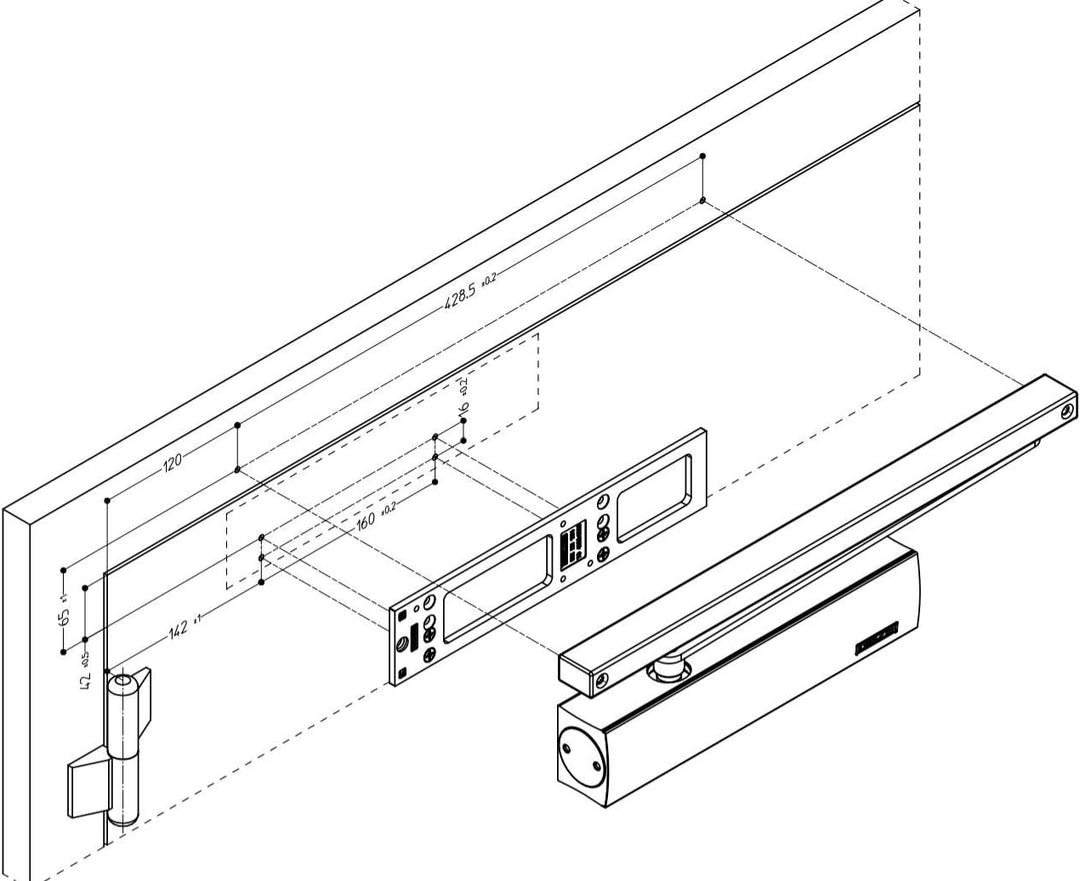 GEZE Türschliesser TS5000, RAL9016 weiss, inkl. Montageplatte und
