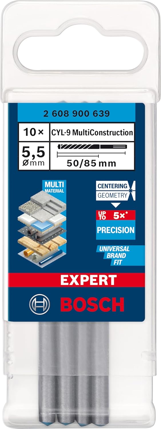 Bosch Accessories 10x Expert CYL-9 MultiConstruction Bohrer (für Beton, Ø 5,50x85 mm, Zubehör Schlag