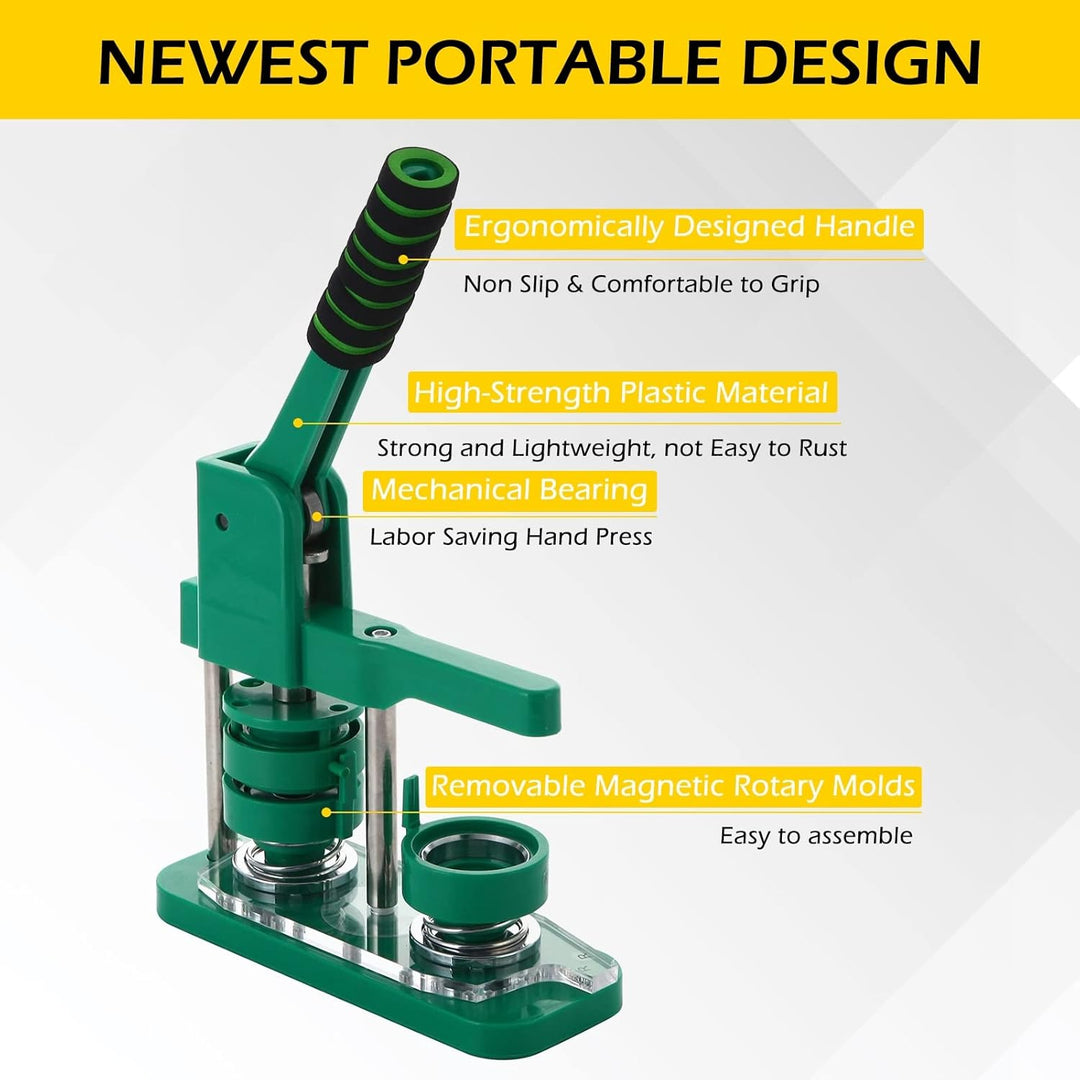 Dyna-Living Buttonmaschine Abzeichen Button Maker 25mm/0.98in, DIY Badge Press Machine mit 100 Zubeh