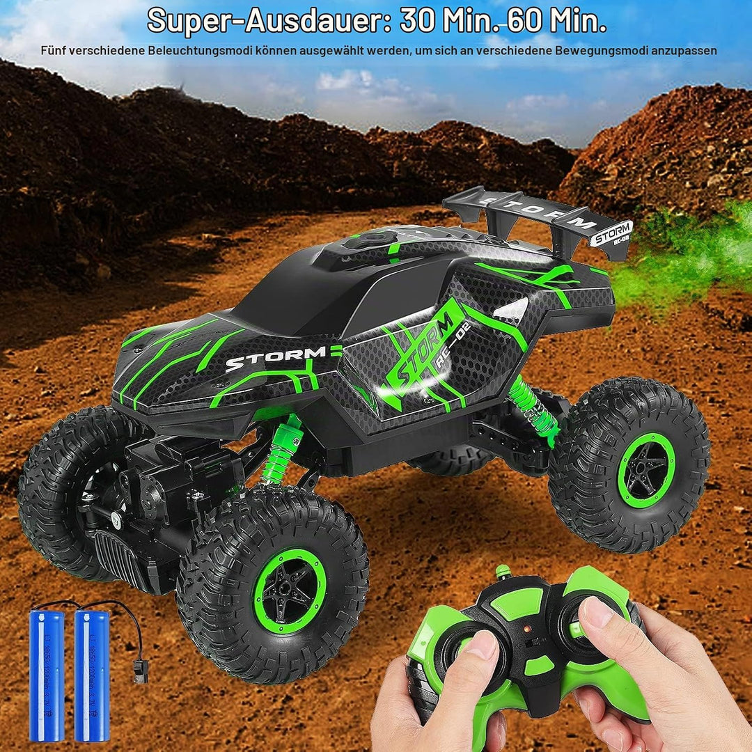 Herefun Ferngesteuertes Auto, RC Auto für Kinder mit LED Sprays und Licht, 2.4GHz Wiederaufladbar Hi
