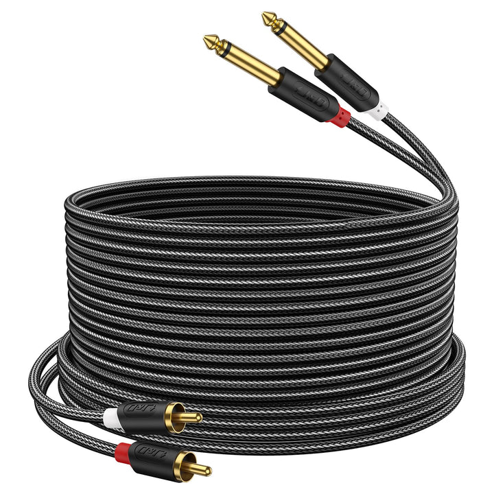 J&D 2x 6,35 mm zu 2RCA Kabel, Gold-Plated [AudioWave-Serie] 2 x 6,35mm 1/4" Männlich TS zu 2 RCA Män