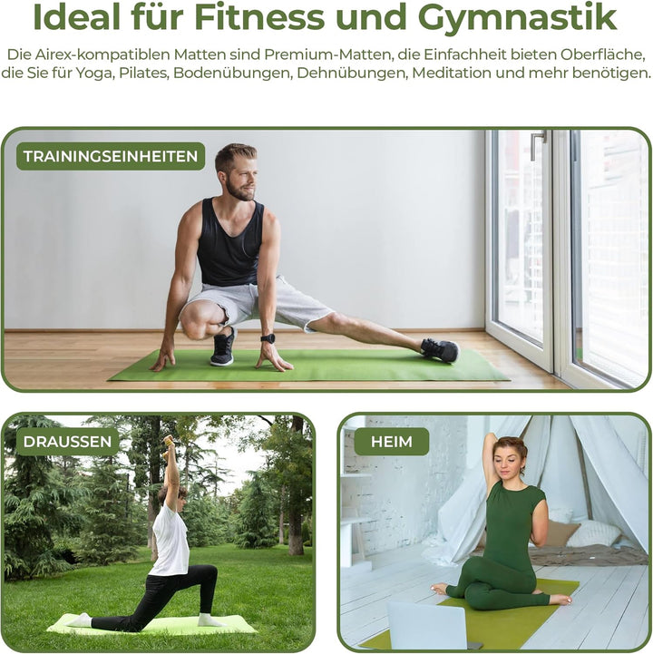 Habib Yogamatte Set mit Yogablöcken – Rutschfeste gepolsterte Fitnessmatte inkl. Tragetasche mit Sch