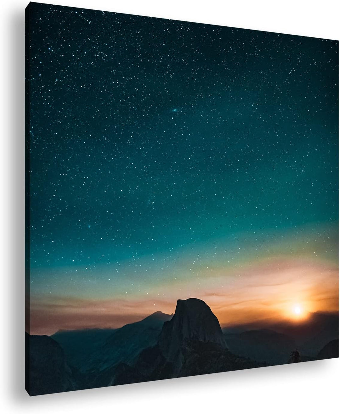 atemberaubender Sternenhimmel bei Sonnenaufgang Format: 70x70 als Leinwandbild, Motiv fertig gerahmt
