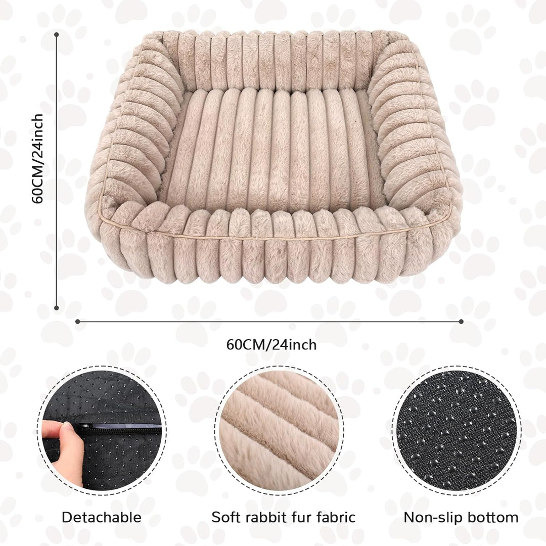 Katzenbett, Quadratisches Katzennest, Haustierbett Tierbett Kleine Hundebett Waschbarer Flauschiges