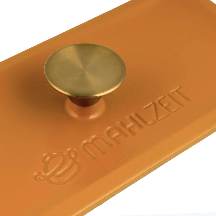 Mahlzeit Gusseisen Bräter mit Deckel emailliert | 3 Liter | Sunny Orange | Backofengeeignet, Indukti