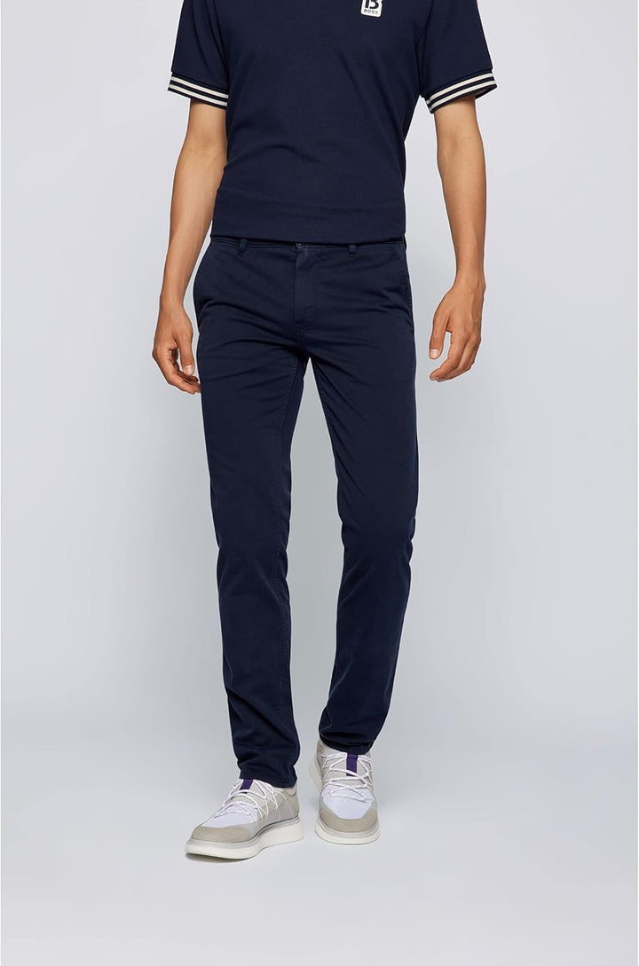 BOSS Herren Schino-Slim D Slim-Fit Hose aus elastischem Baumwoll-Satin 33 Dark Blue404, 33 Dark Blue