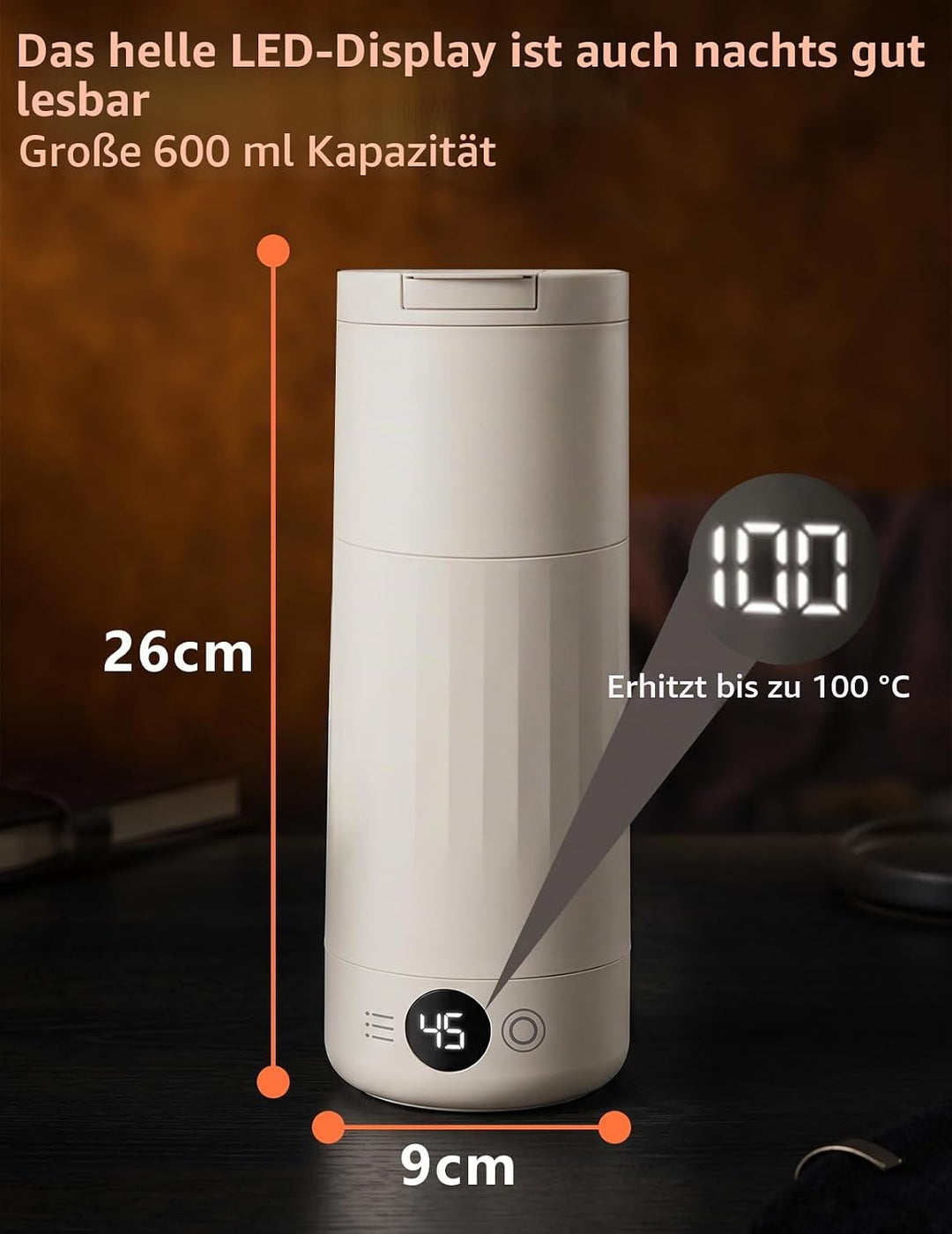 600ML Elektrischer Reisewasserkocher Klein, Kleiner Wasserkocher Reise Schnelles Kochwasser 316 Edel