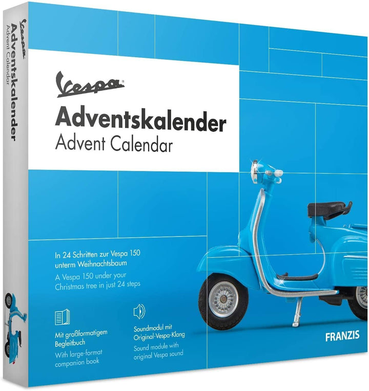 FRANZIS 67109 - Vespa Adventskalender 2020 – Modellbausatz im Massstab 1:43, inkl. Soundmodul und 52