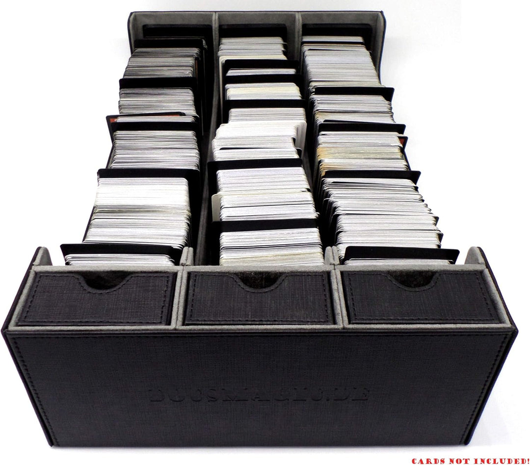 docsmagic.de Premium 3-Row Trading Card Storage Box Black + Trays & Divider - MTG PKM YGO - Sammelka
