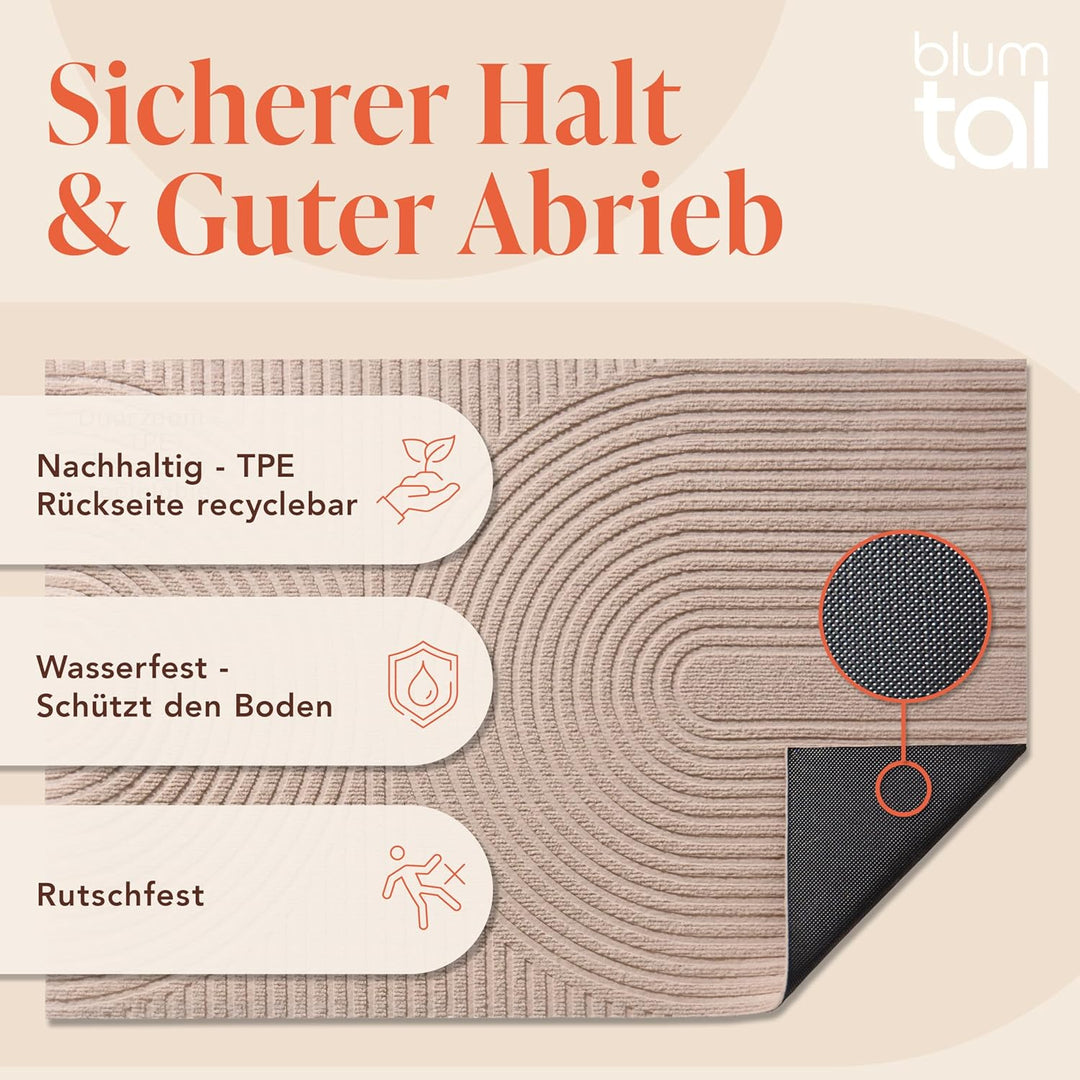 Blumtal Fussmatte 40x60 cm - rutschfeste Schmutzfangmatte - Fussabtreter mit Muster - Fussmatten Hau