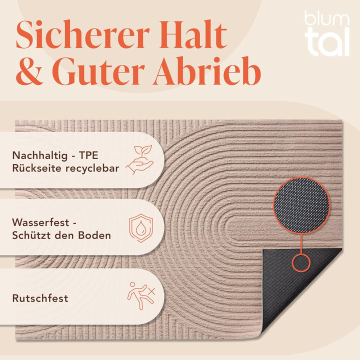 Blumtal Fussmatte 40x60 cm - rutschfeste Schmutzfangmatte - Fussabtreter mit Muster - Fussmatten Hau