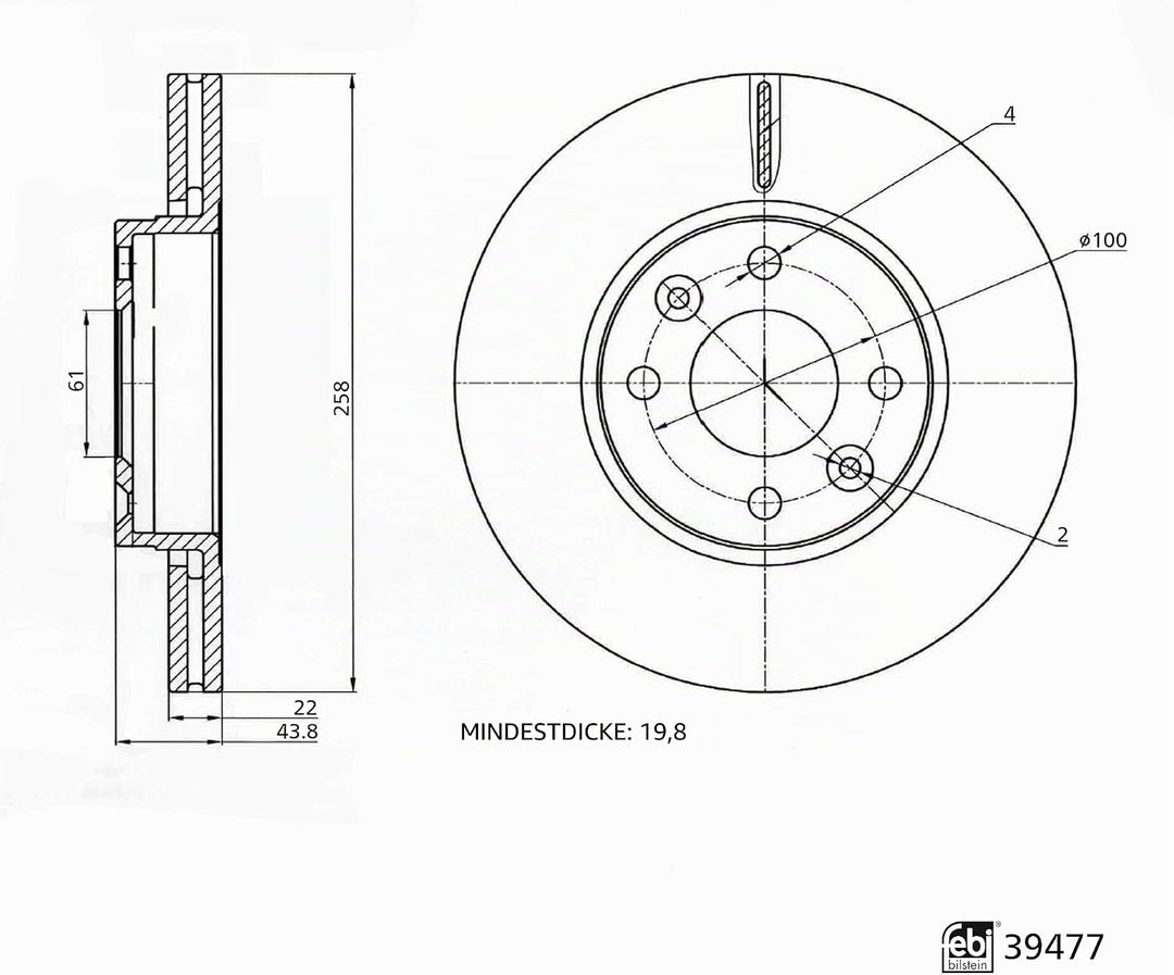 febi bilstein 39477 Bremsscheibensatz , 2 Bremsscheiben Single, Single