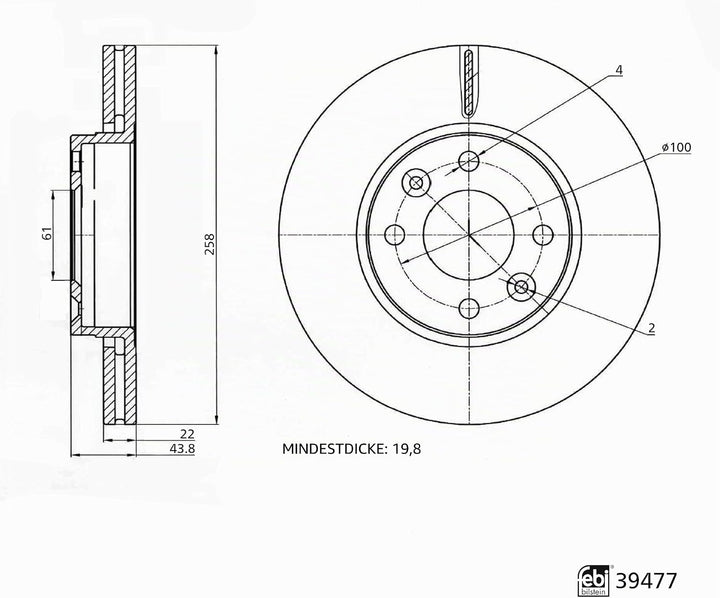 febi bilstein 39477 Bremsscheibensatz , 2 Bremsscheiben Single, Single