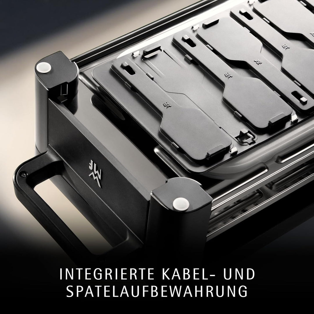 WMF Master Raclette Grill mit Keramikpfännchen und Schiebern, Raclette 8 Personen, 1500 W, mit Ablag