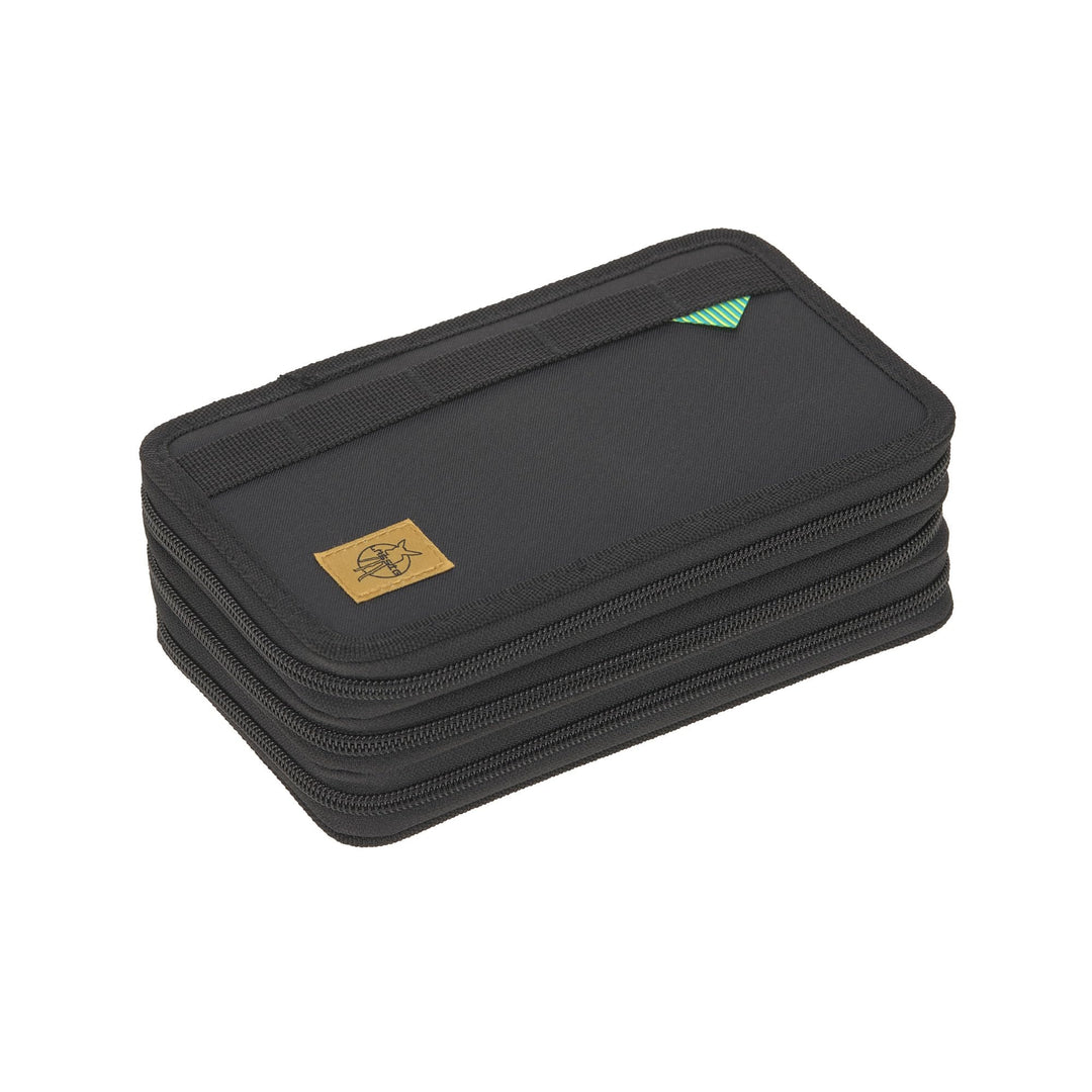 LÄSSIG Federmäppchen befüllt 20-teilig/ School Triple Pencil Case Unique black Schwarz, Schwarz
