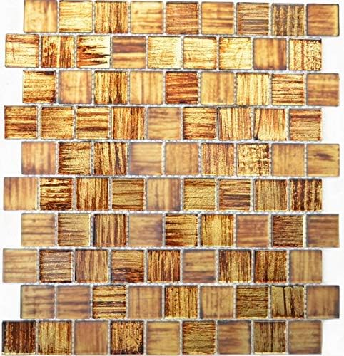 Mosaik Fliese Glasmosaik Crystal Milchglas braun klar gefrostet matt für WAND BAD DUSCHE KÜCHE FLIES