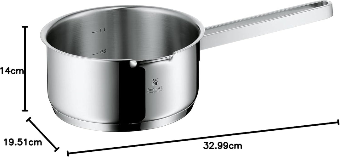 WMF Function 4 Stielkasserolle ohne Deckel 16cm, Kochtopf klein 1,4l, Milchtopf Induktion, Cromargan