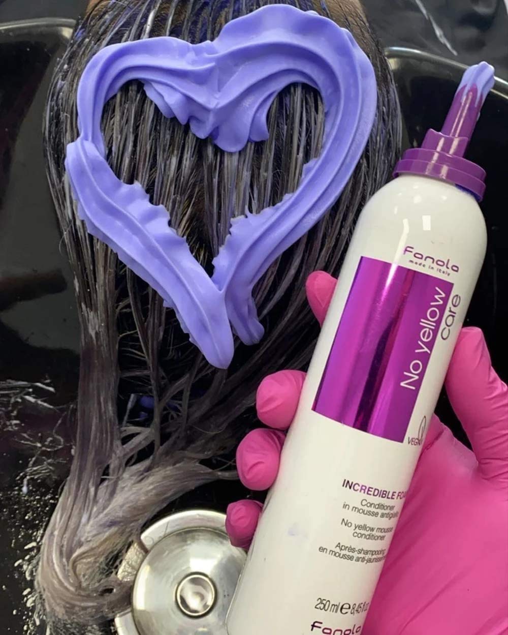Fanola Offizielles No Yellow Shampoo und Incredible Conditioner Schaum (Shampoo 1000 ml und Schaum 2