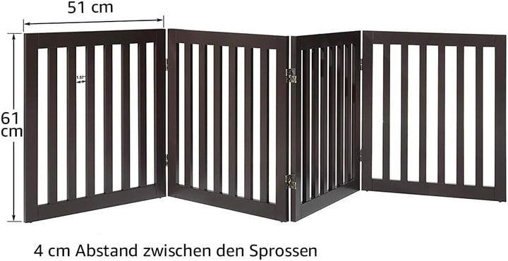unipaws Freistehendes Absperrgitter Hund, Treppenschutzgitter ohne Bohren, Holz Kindergitter Klappba