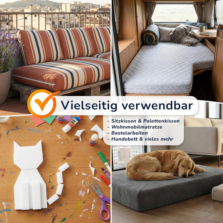 MSS e.K. Schaumstoffplatte Polster Auflage Topper - 200 x 60 x 9 cm - RG27/45 9 cm 60 x 200 cm, 9 cm