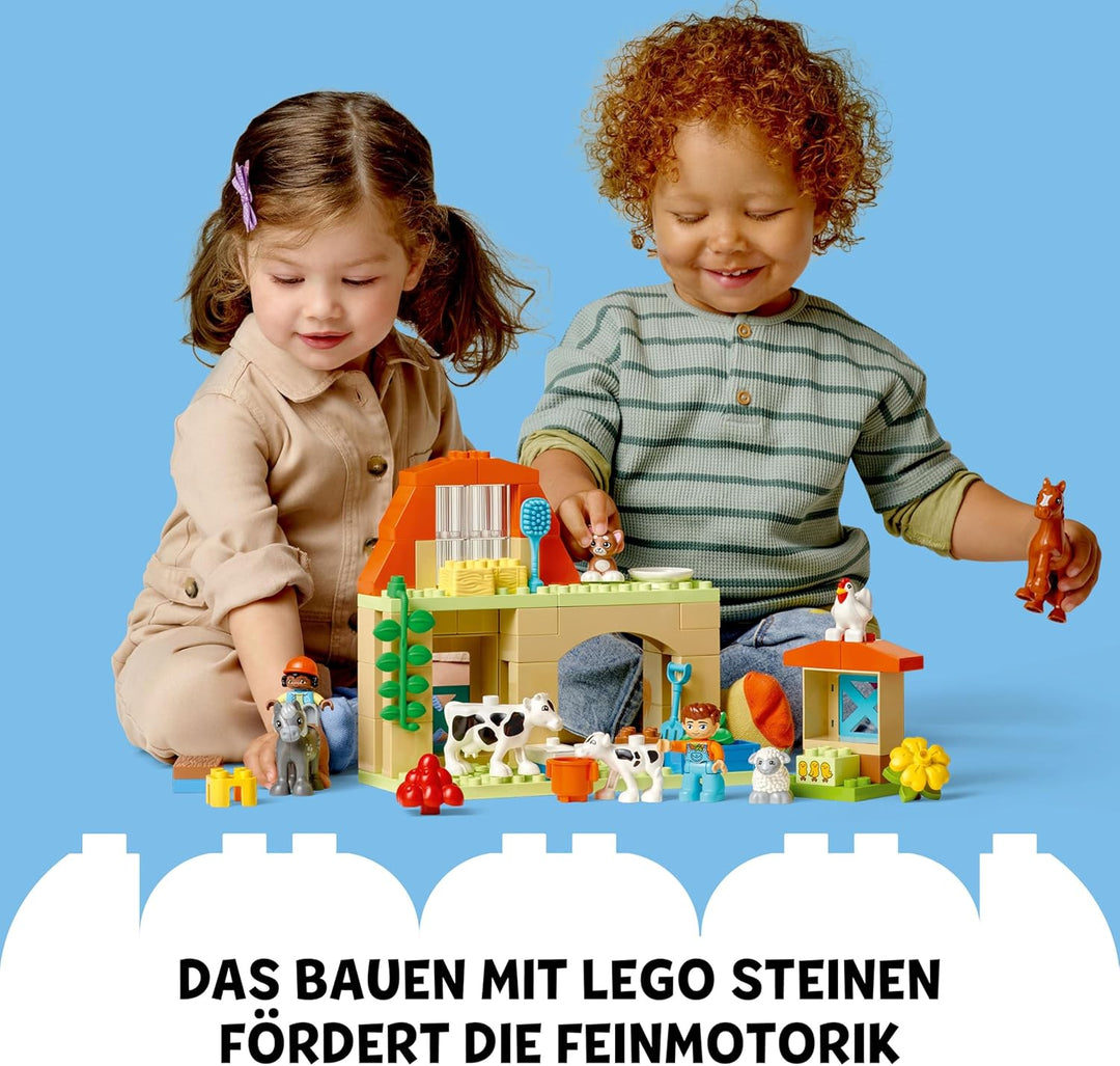 LEGO DUPLO Town Tierpflege auf dem Bauernhof, Spielzeug für Kinder ab 2 Jahre, mit Bauernhoftiere-Fi