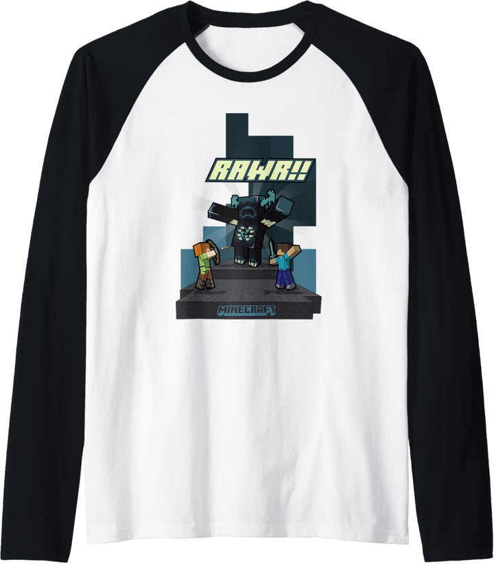 Minecraft Rawr!! Alex And Steve Fighting Off Warden Raglan