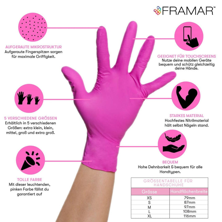 FRAMAR Pink Gloves Small 100 Stück, S