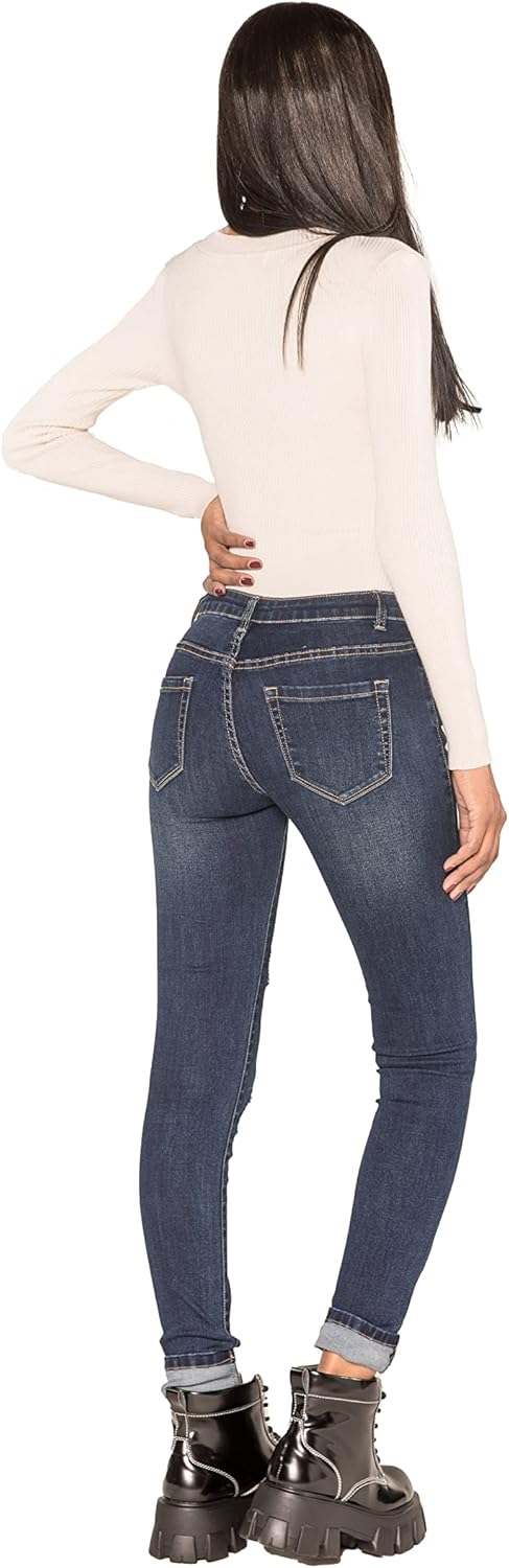 Nina Carter P100 Damen Skinny Fit Jeanshosen S-3XL HIGH Waist Jeans Destroyed-Effekten Used-Look Was