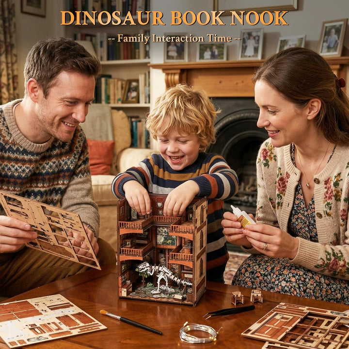 Shrike Book Nook Kit - DIY Miniaturhaus, 3D-Puzzle Buchstütze mit LED-Beleuchtung | Bücherregal & Ha