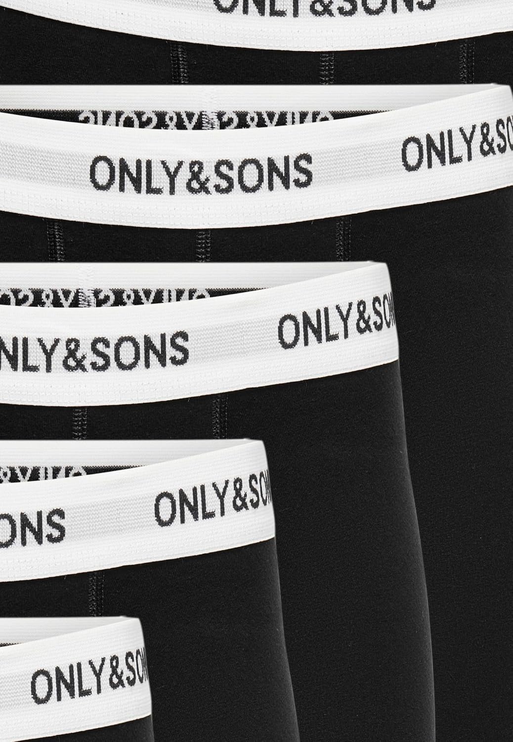 ONLY & SONS Herren Onsfitz Solid Black Trunk 7-pack Noos L Black/Detail:white Waist Black Logo, L Bl
