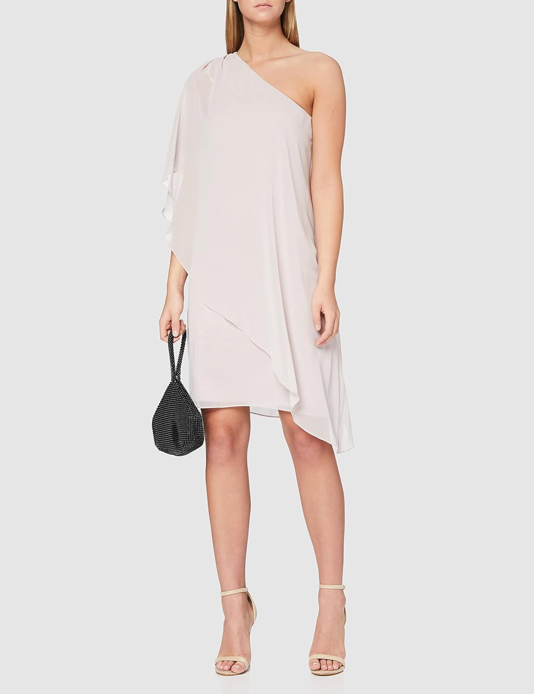 Damen Asymmetrisches Midi-Chiffonkleid XL Rosa, XL Rosa