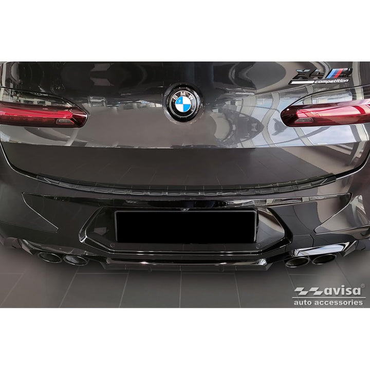 Avisa Schwarz Edelstahl Heckstossstangenschutz kompatibel mit BMW X4 G02/F98 M Competition Facelift