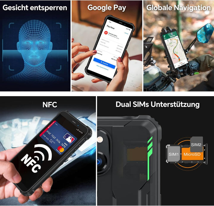 OUKITEL WP32 Android 13 Outdoor Handy 12GB+128GB (1TB Erweiterbar) Rugged Smartphone Ohne Vertrag 5,
